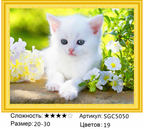 Алмазная мозаика "Белый котенок"